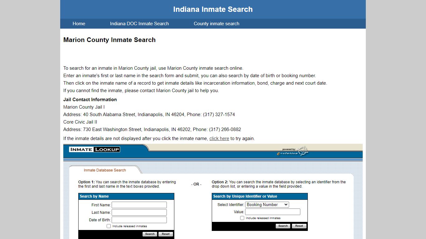 Marion County Jail Inmate Search - Indiana Inmate Search