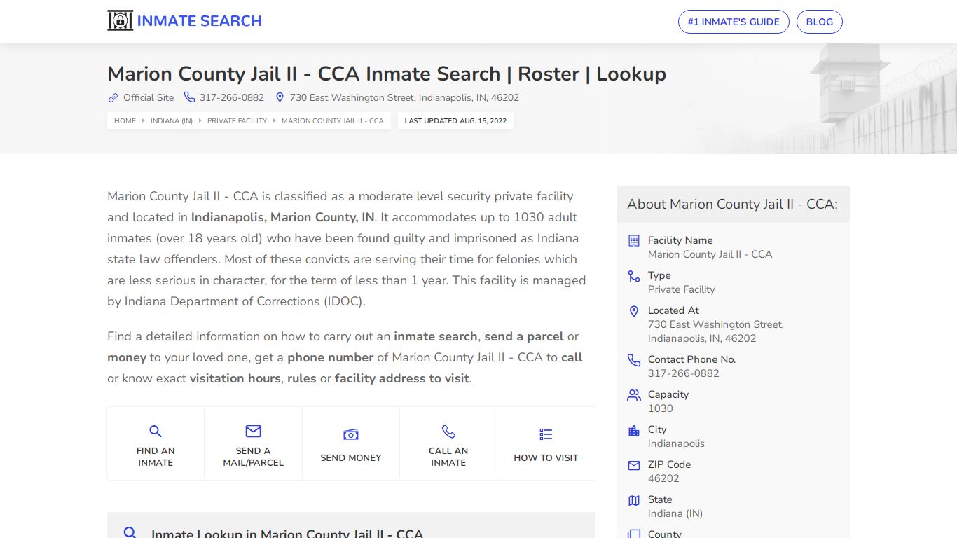 Marion County Jail II - CCA Inmate Search | Roster | Lookup